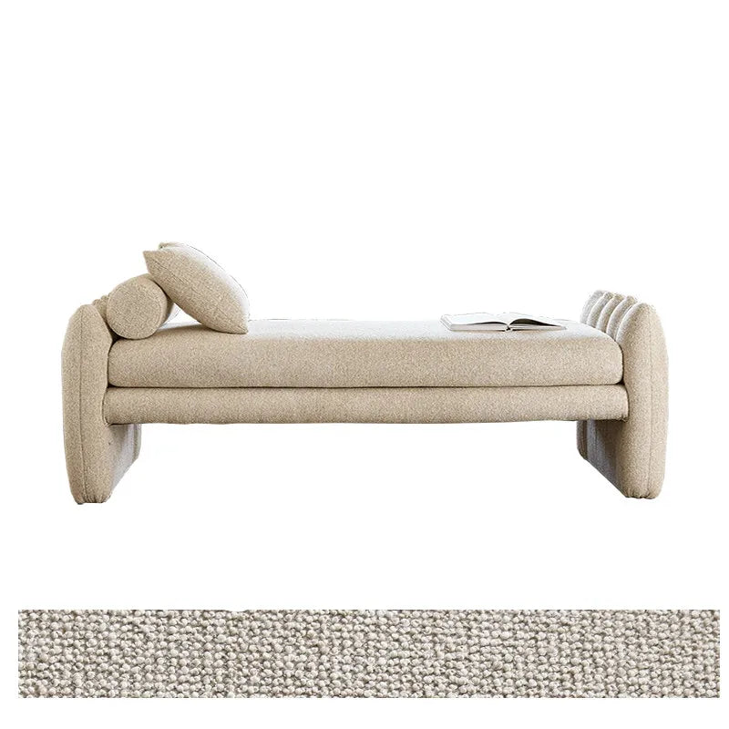 Scalloped Fabric Bedroom Bench with Solid Wood Frame and High-Density Cushioning