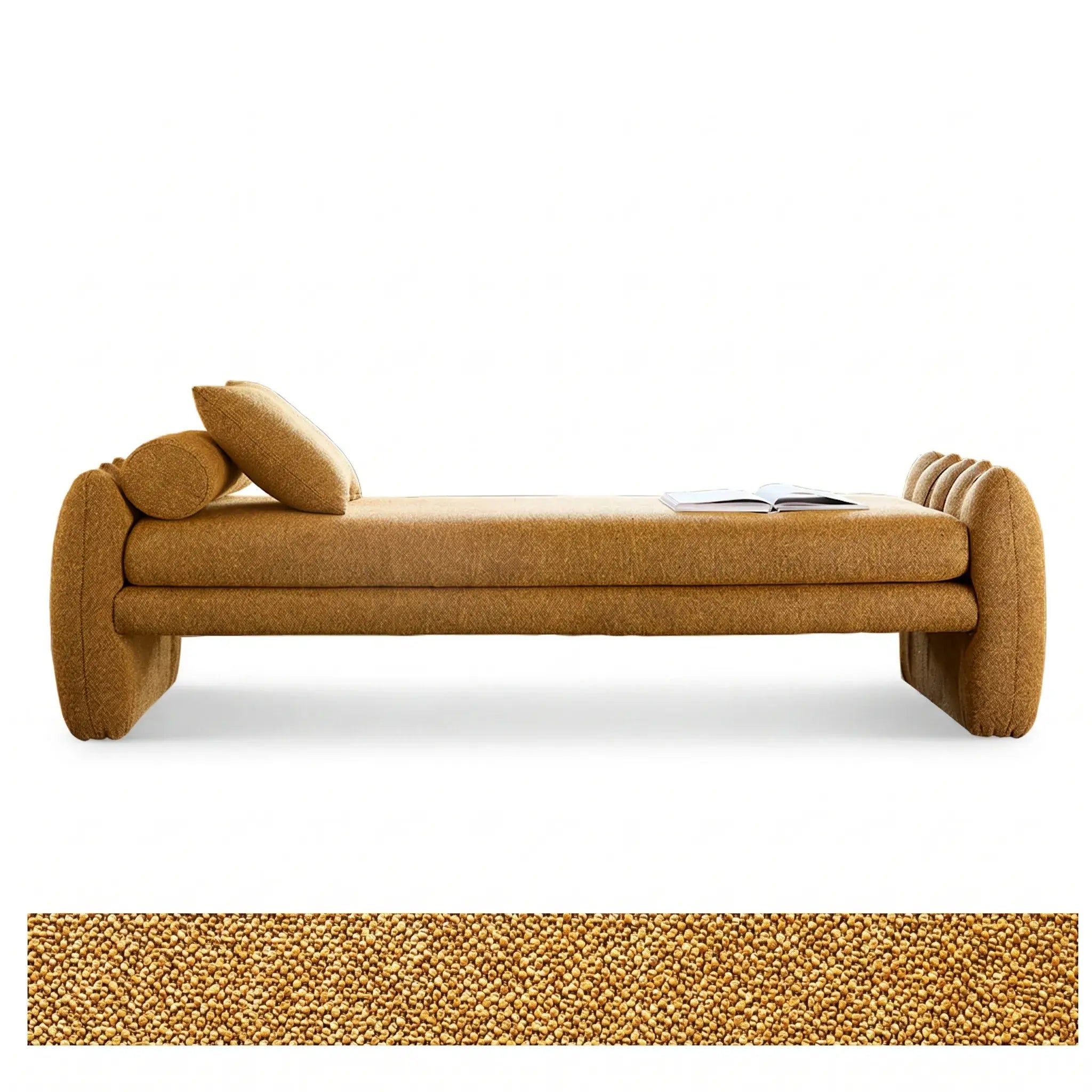 Scalloped Fabric Bedroom Bench with Solid Wood Frame and High-Density Cushioning