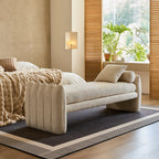 Scalloped Fabric Bedroom Bench with Solid Wood Frame and High-Density Cushioning