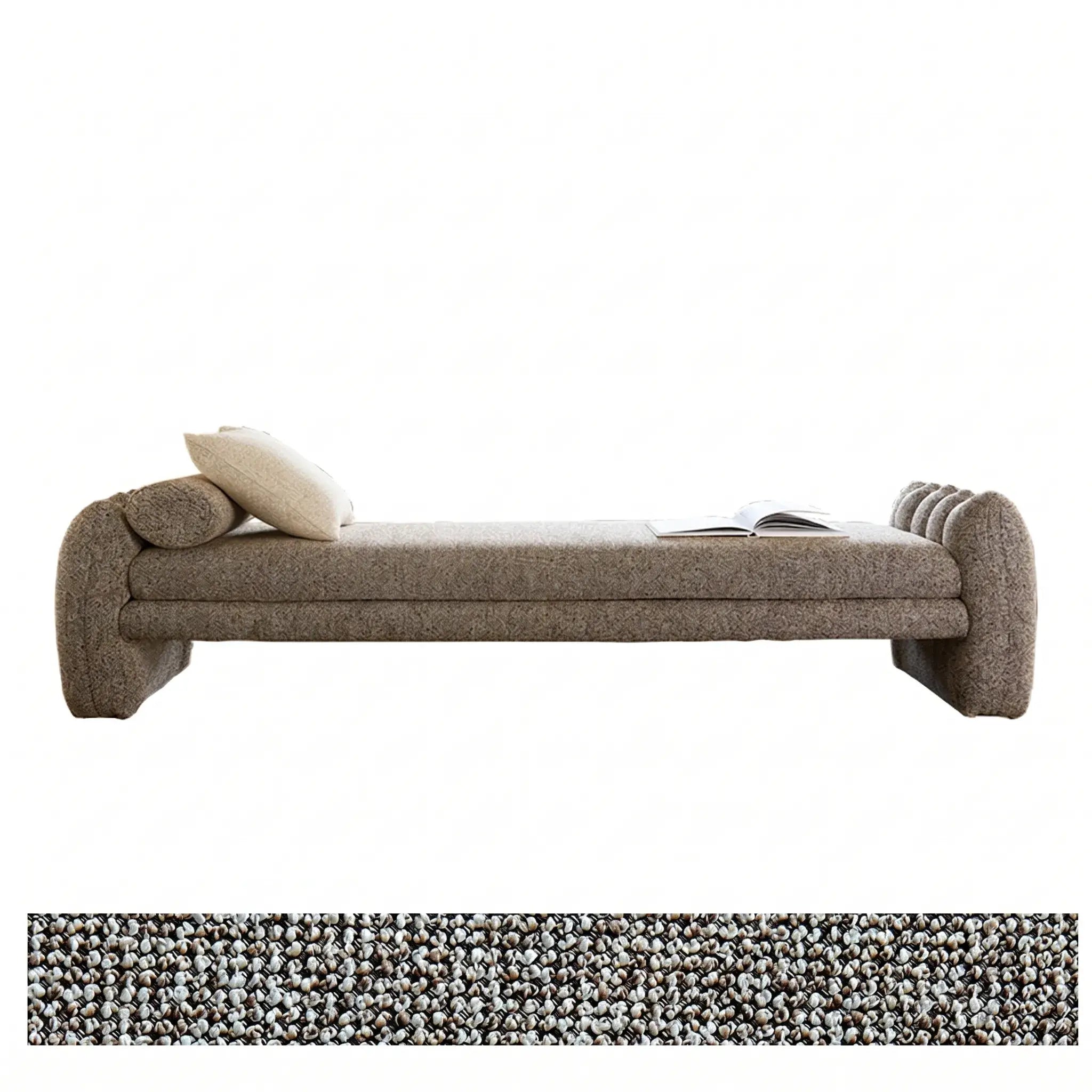 Scalloped Fabric Bedroom Bench with Solid Wood Frame and High-Density Cushioning