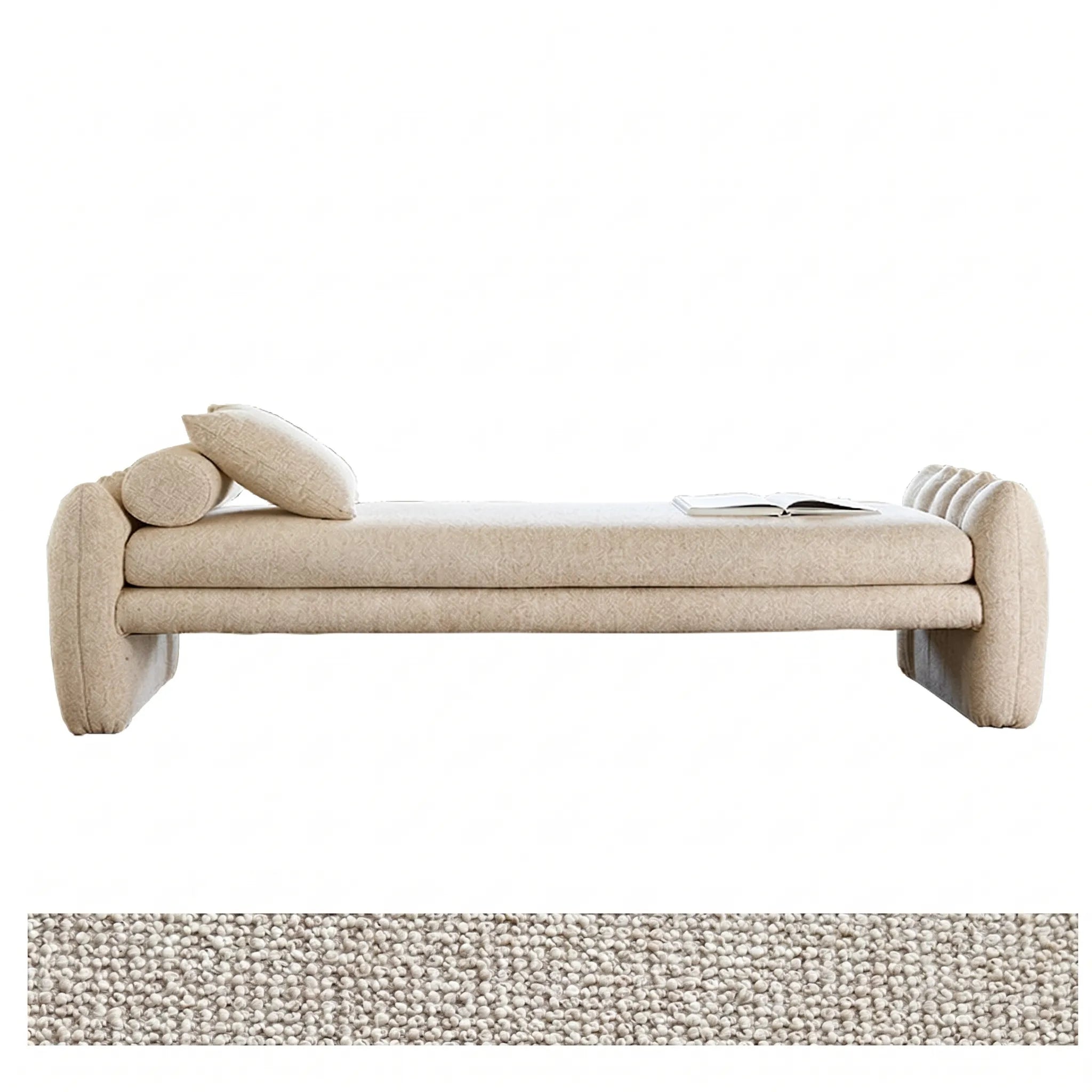 Scalloped Fabric Bedroom Bench with Solid Wood Frame and High-Density Cushioning
