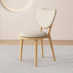 Scandinavian Armless Dining Chair with Faux Leather Seat & Solid Wood Legs