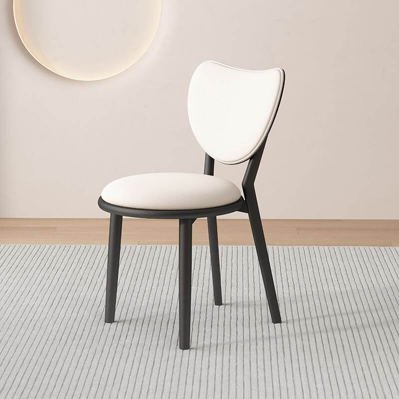 Scandinavian Armless Dining Chair with Faux Leather Seat & Solid Wood Legs