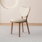 Scandinavian Armless Dining Chair with Faux Leather Seat & Solid Wood Legs
