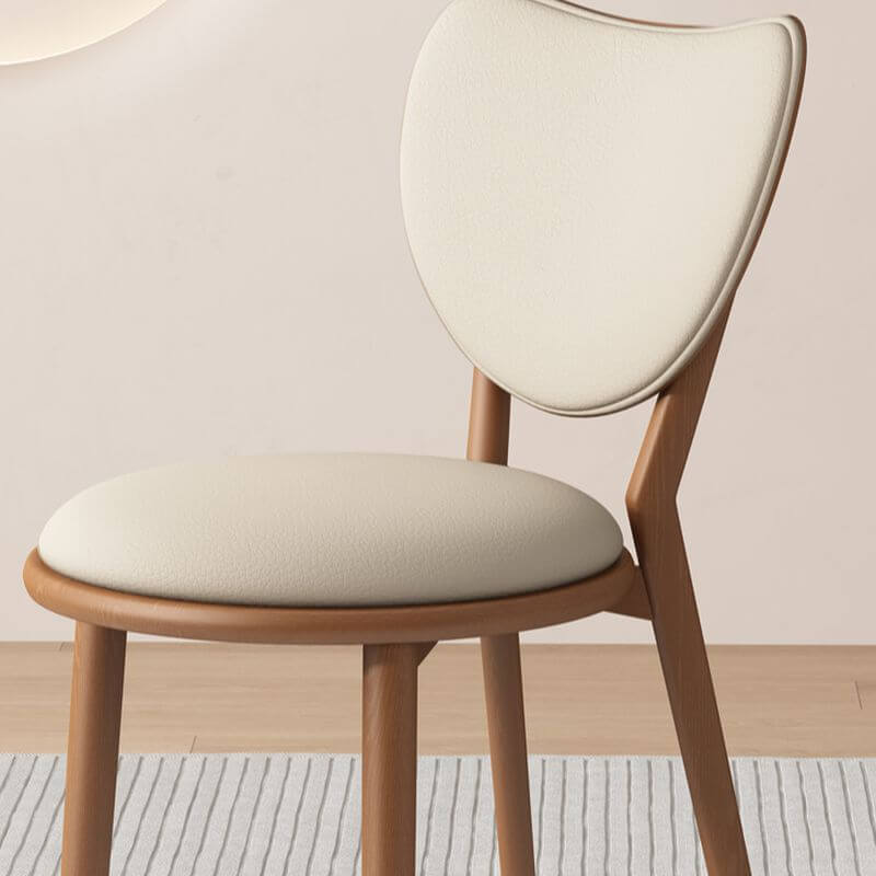 Scandinavian Armless Dining Chair with Faux Leather Seat & Solid Wood Legs