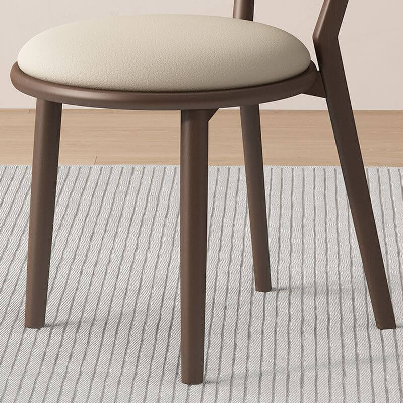 Scandinavian Armless Dining Chair with Faux Leather Seat & Solid Wood Legs