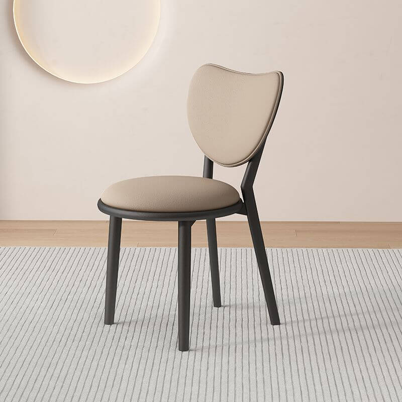 Scandinavian Armless Dining Chair with Faux Leather Seat & Solid Wood Legs