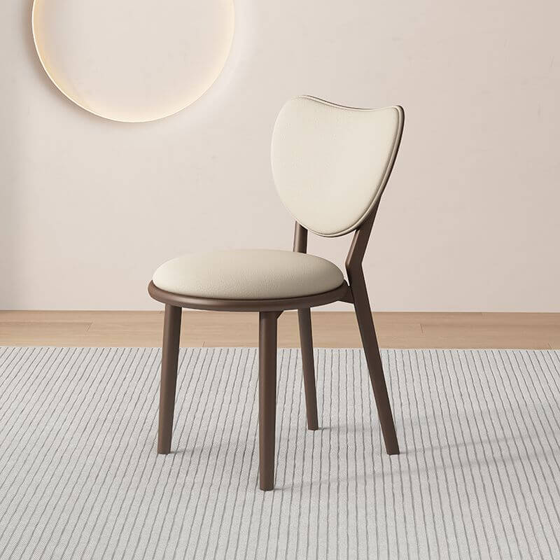Scandinavian Armless Dining Chair with Faux Leather Seat & Solid Wood Legs