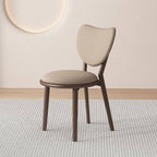 Scandinavian Armless Dining Chair with Faux Leather Seat & Solid Wood Legs
