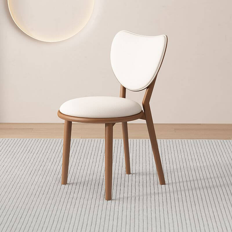 Scandinavian Armless Dining Chair with Faux Leather Seat & Solid Wood Legs