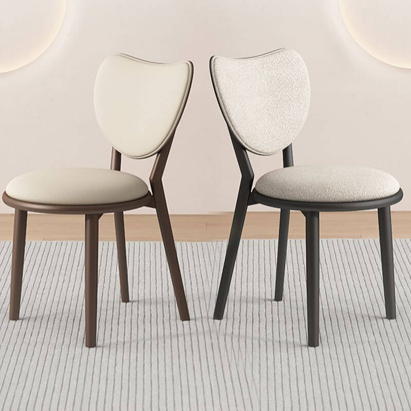 Scandinavian Armless Dining Chair with Faux Leather Seat & Solid Wood Legs Main Product Image