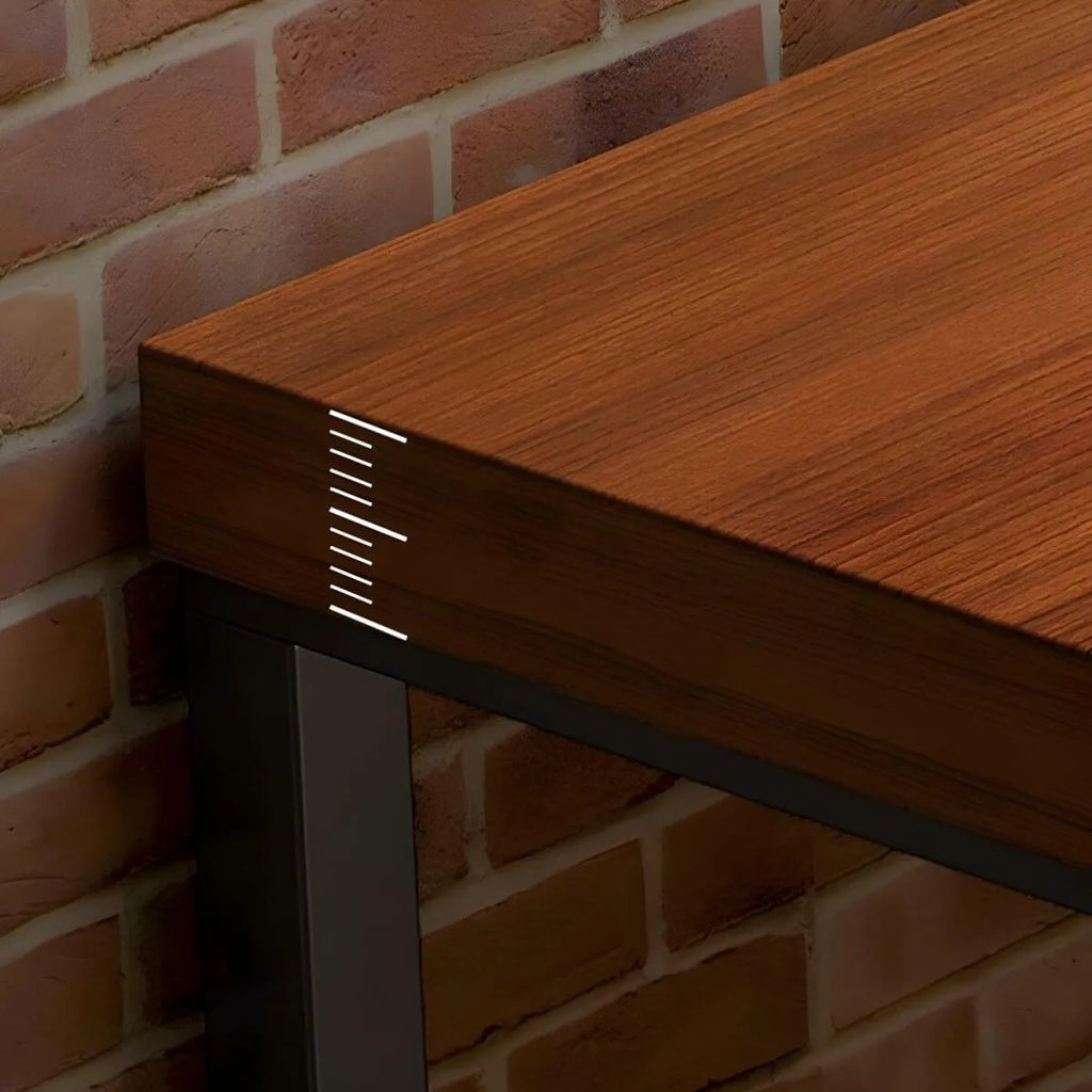 Scandinavian Bar Table with Wood Top and Steel Trestle Base