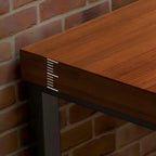 Scandinavian Bar Table with Wood Top and Steel Trestle Base