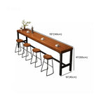 Scandinavian Bar Table with Wood Top and Steel Trestle Base Dimensions