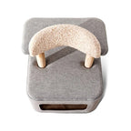 Scandinavian Cat Cave Lounge Chair With Scratcher and Wood Frame