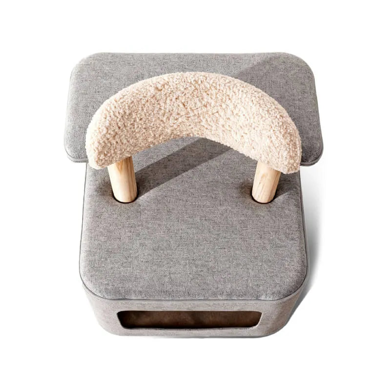 Scandinavian Cat Cave Lounge Chair With Scratcher and Wood Frame
