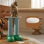 Scandinavian Cat Scratching Tree With Bed and Tabletop Platform