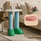 Scandinavian Cat Scratching Tree With Bed and Tabletop Platform