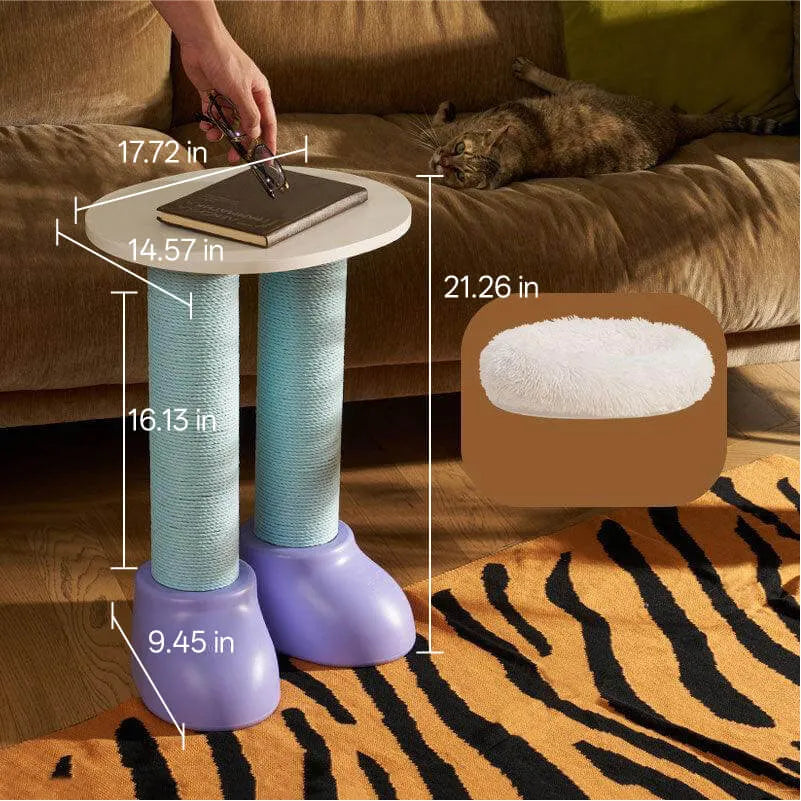 Scandinavian Cat Scratching Tree With Bed and Tabletop Platform