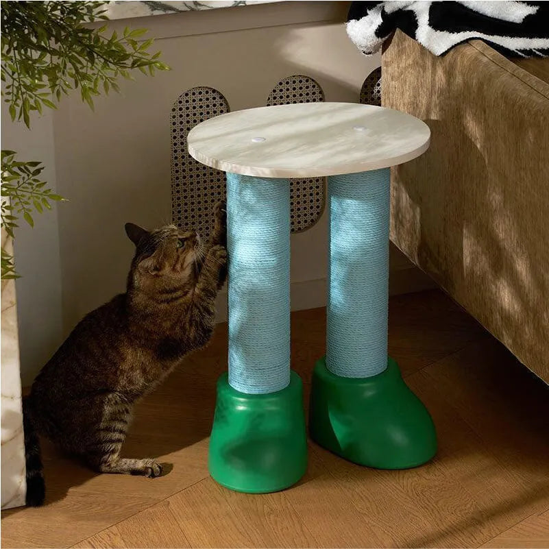 Scandinavian Cat Scratching Tree With Bed and Tabletop Platform