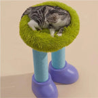 Scandinavian Cat Scratching Tree With Bed and Tabletop Platform