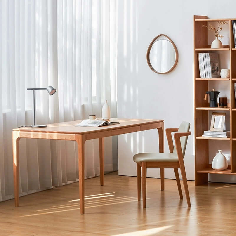 Scandinavian Cherry Wood Desk With Optional Cabinet