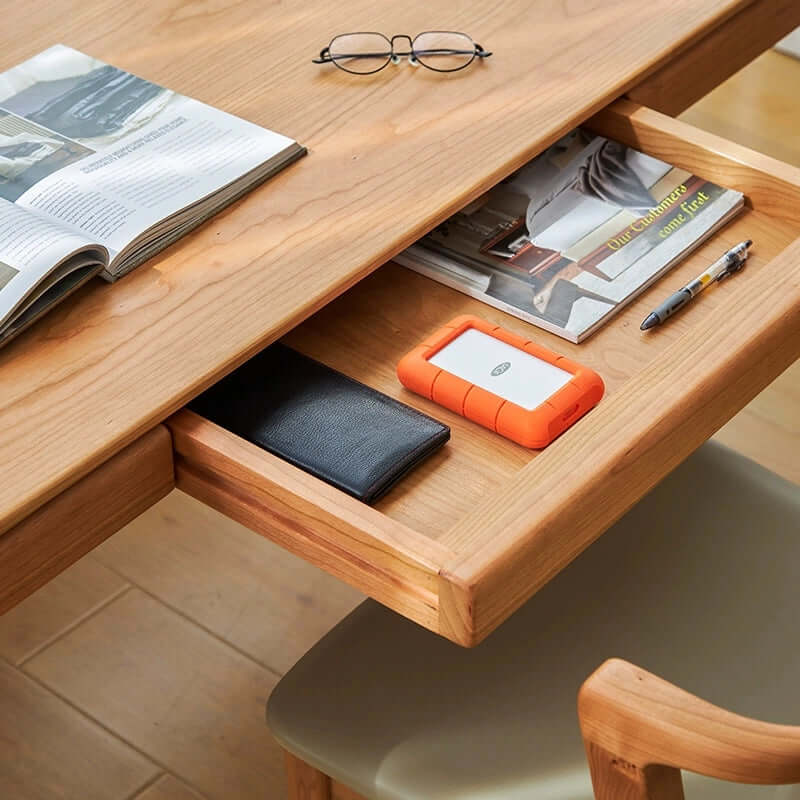 Scandinavian Cherry Wood Desk With Optional Cabinet