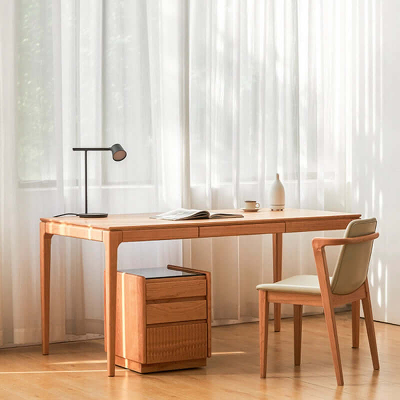 Scandinavian Cherry Wood Desk With Optional Cabinet