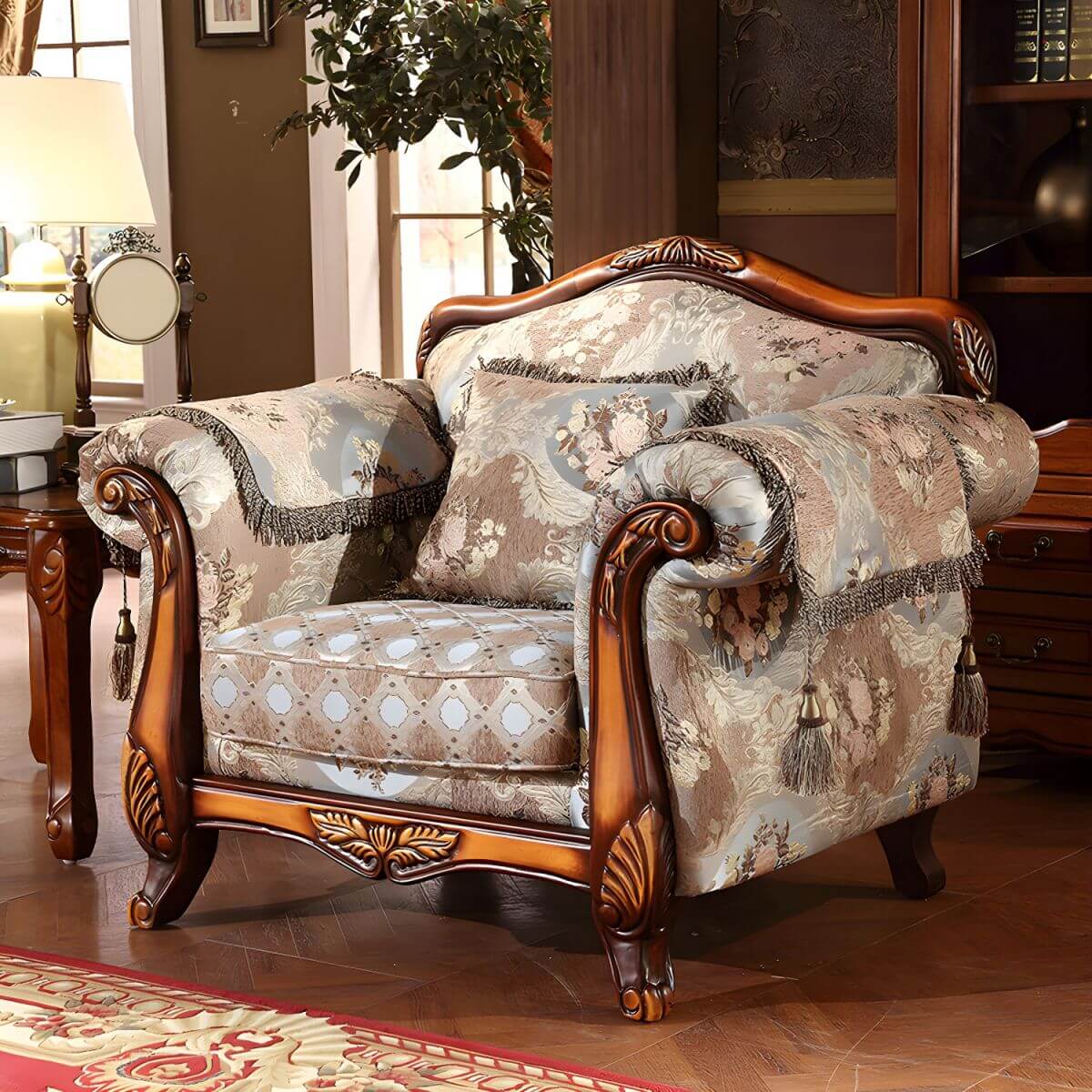 Scandinavian Cotton Blend Curved Sofa with Rolled Arms and Camelback Design