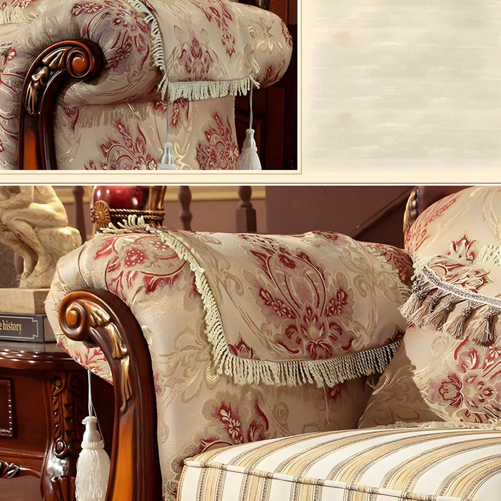 Scandinavian Cotton Blend Curved Sofa with Rolled Arms and Camelback Design