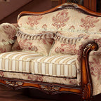 Scandinavian Cotton Blend Curved Sofa with Rolled Arms and Camelback Design