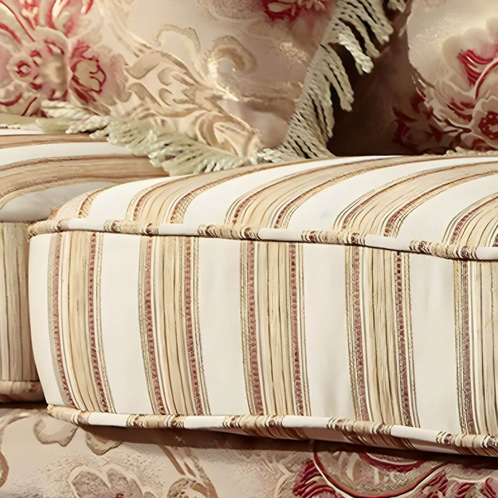 Scandinavian Cotton Blend Curved Sofa with Rolled Arms and Camelback Design