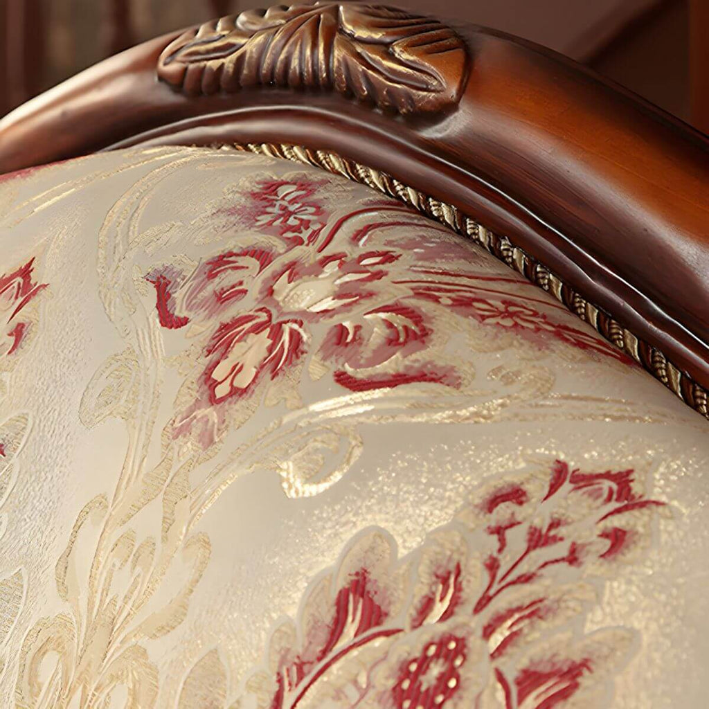 Scandinavian Cotton Blend Curved Sofa with Rolled Arms and Camelback Design