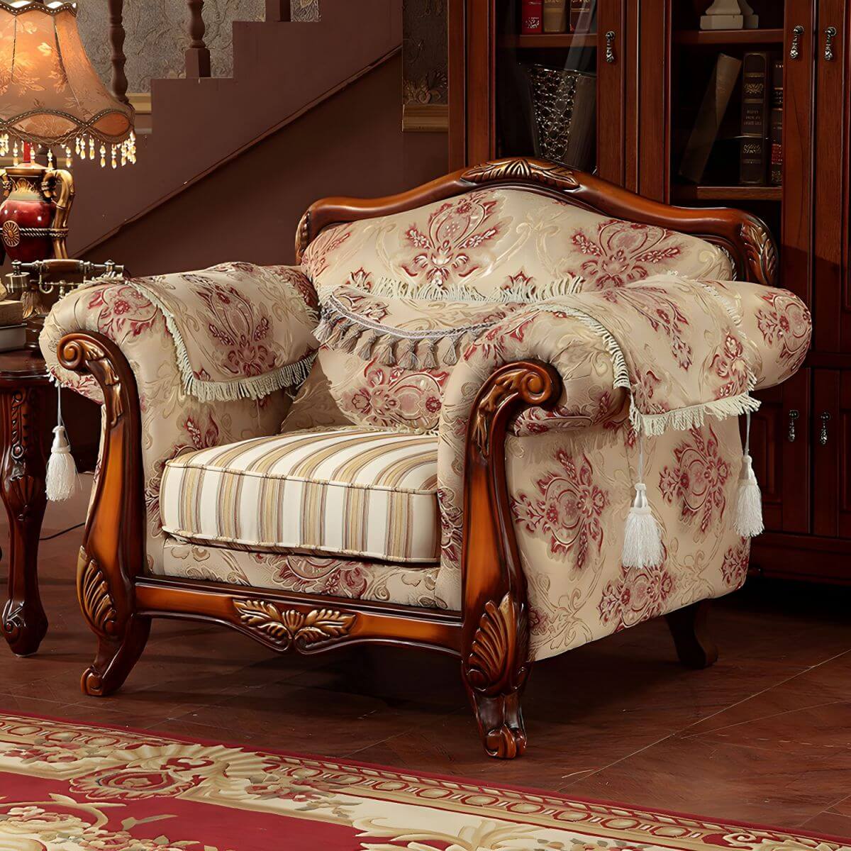 Scandinavian Cotton Blend Curved Sofa with Rolled Arms and Camelback Design