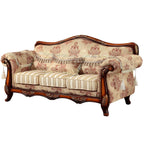 Scandinavian Cotton Blend Curved Sofa with Rolled Arms and Camelback Design