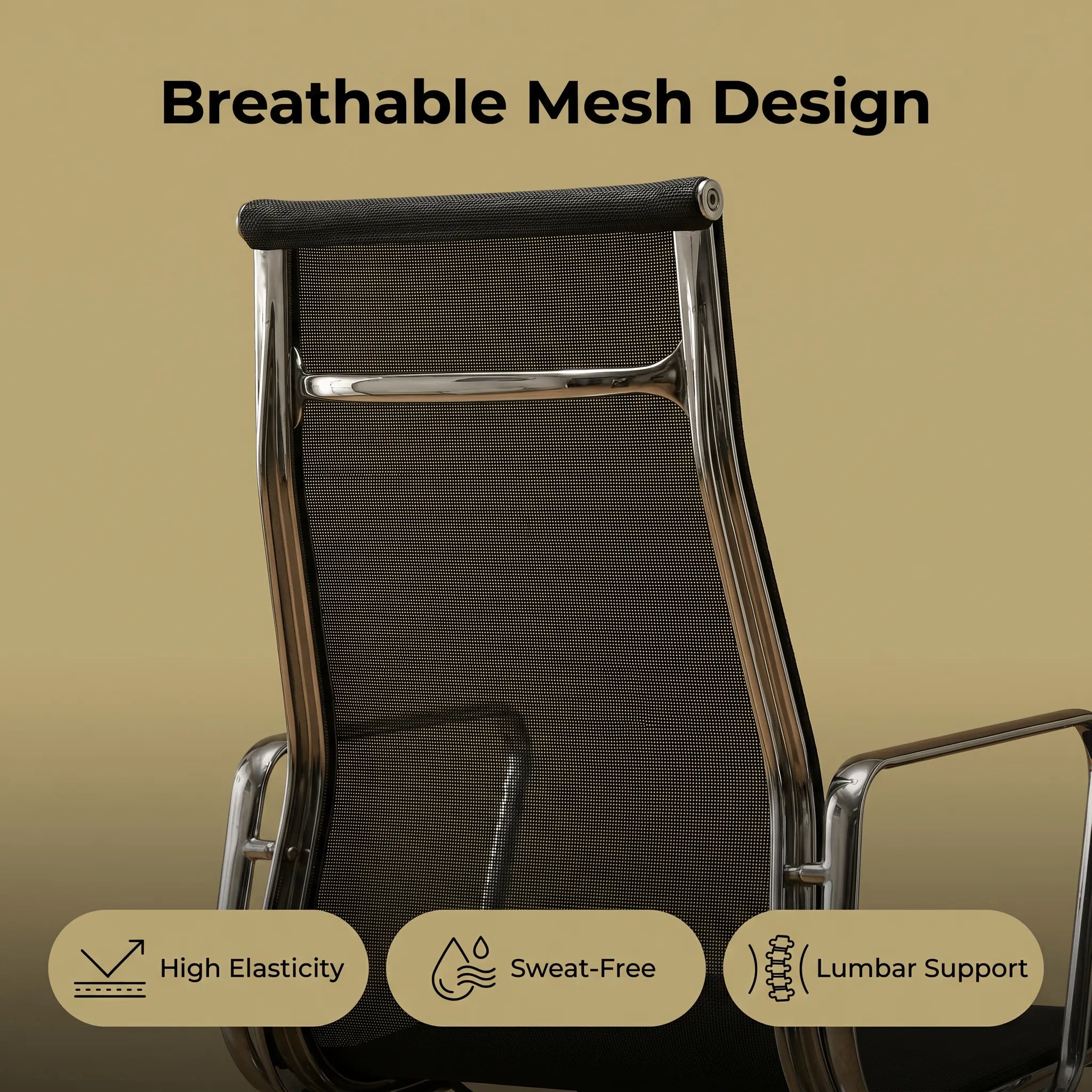 Scandinavian Ergonomic Mesh Office Chair with Chrome Base