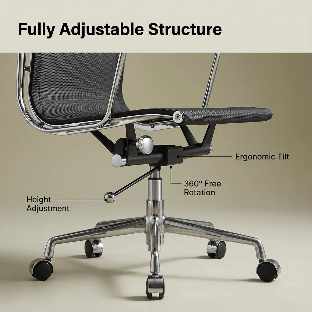 Scandinavian Ergonomic Mesh Office Chair with Chrome Base