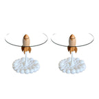 Scandinavian Glass Top End Table with White Fiberglass Figurine Base