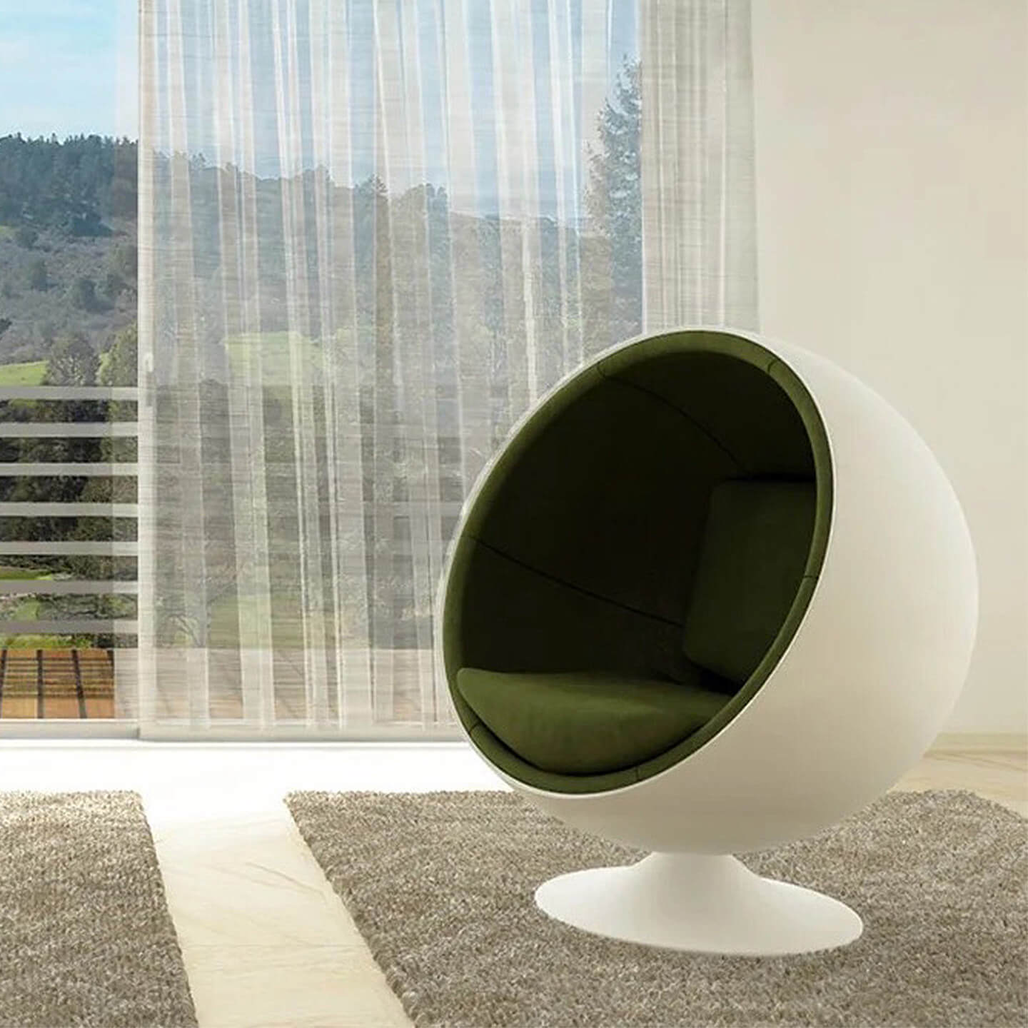 Scandinavian-Inspired Egg Chair in Fiberglass Shell