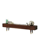 Scandinavian Low-Profile Wood TV Stand with Drawers and Cabinet