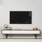 Scandinavian Low-Profile Wood TV Stand with Drawers and Cabinet