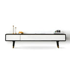Scandinavian Low-Profile Wood TV Stand with Drawers and Cabinet