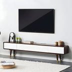 Scandinavian Low-Profile Wood TV Stand with Drawers and Cabinet