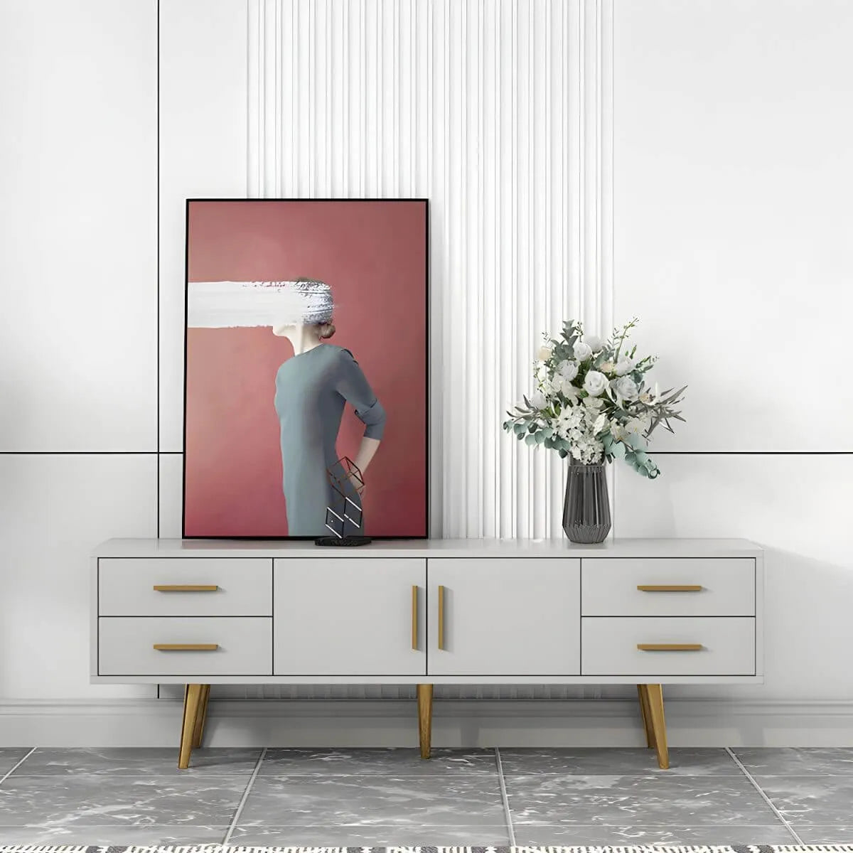Scandinavian Matte TV Stand with Drawers in Multiple Finishes
