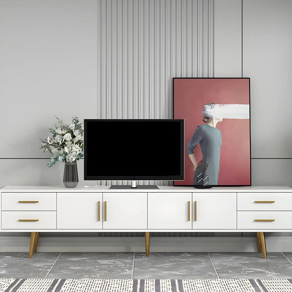 Scandinavian Matte TV Stand with Drawers in Multiple Finishes