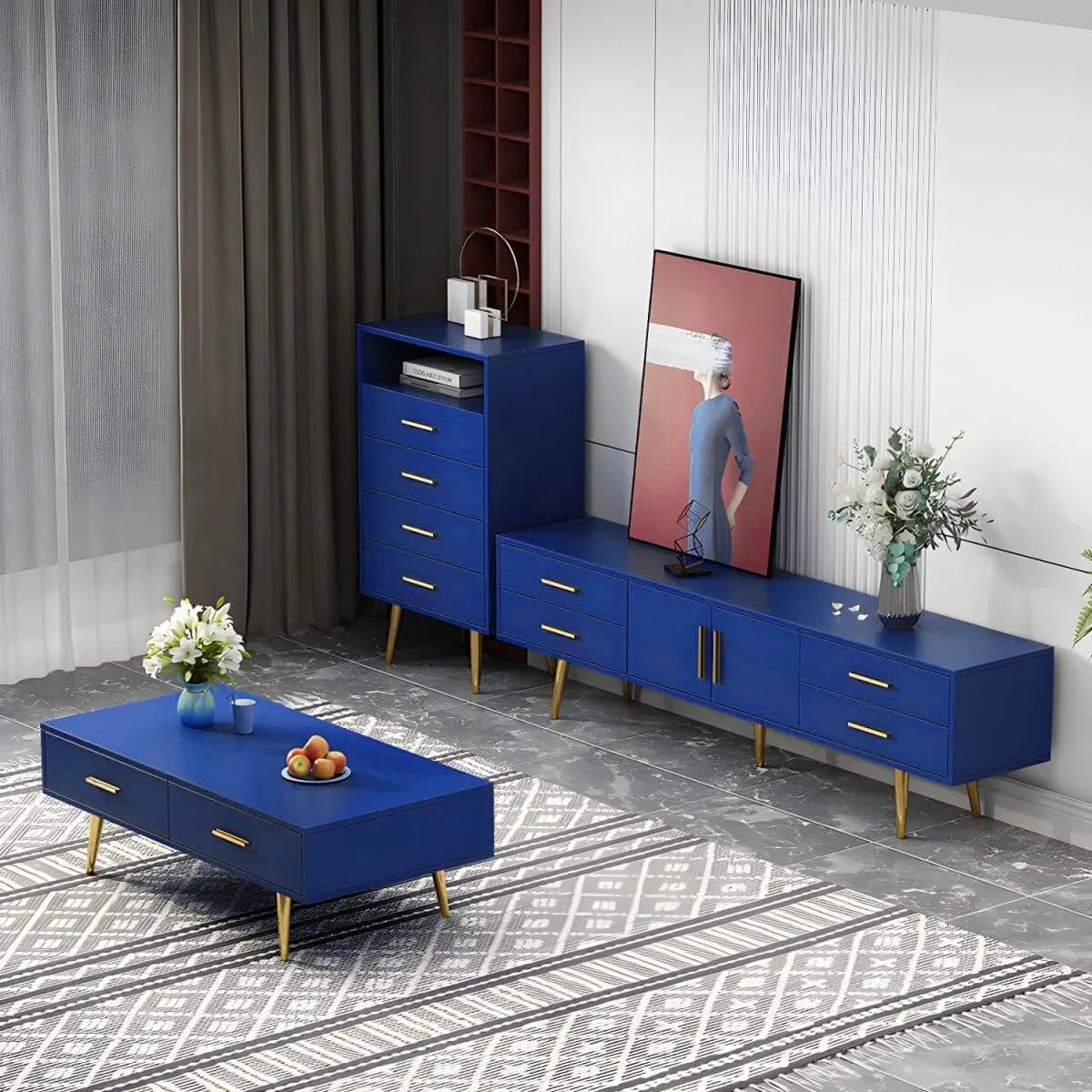 Scandinavian Matte TV Stand with Drawers in Multiple Finishes