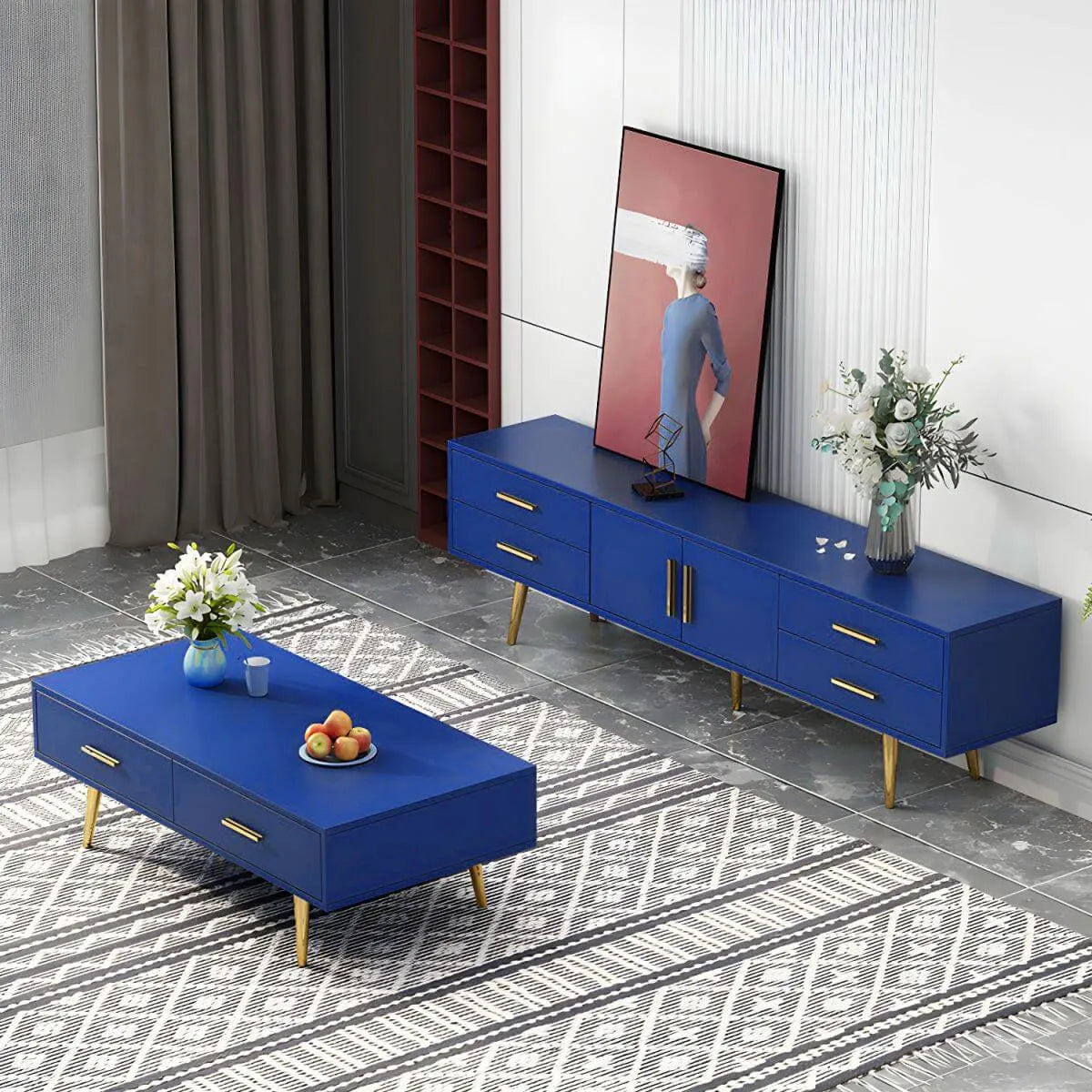 Scandinavian Matte TV Stand with Drawers in Multiple Finishes Secondary image