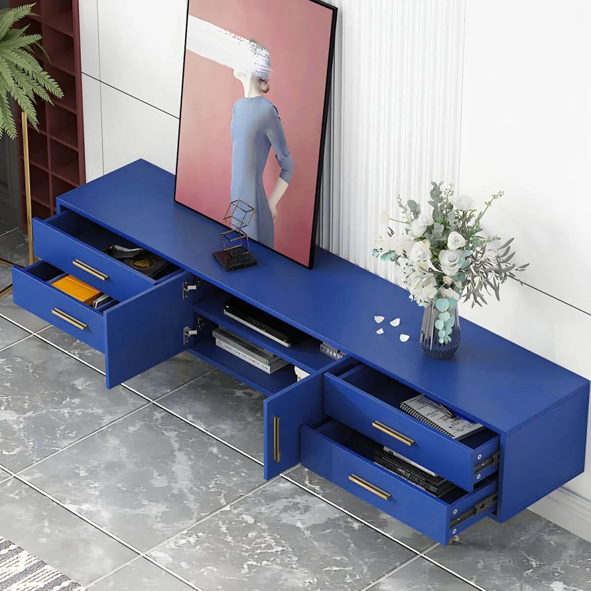 Scandinavian Matte TV Stand with Drawers in Multiple Finishes