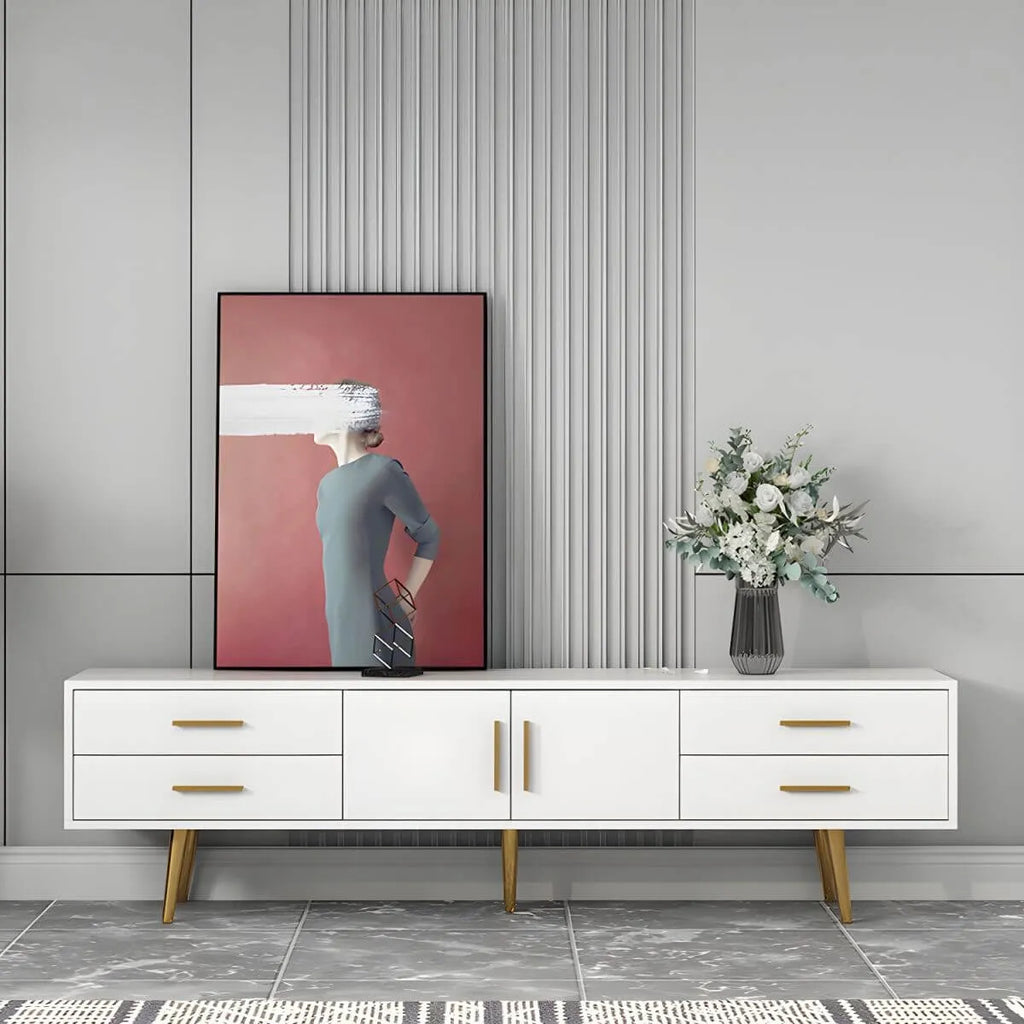Scandinavian Matte TV Stand with Drawers in Multiple Finishes