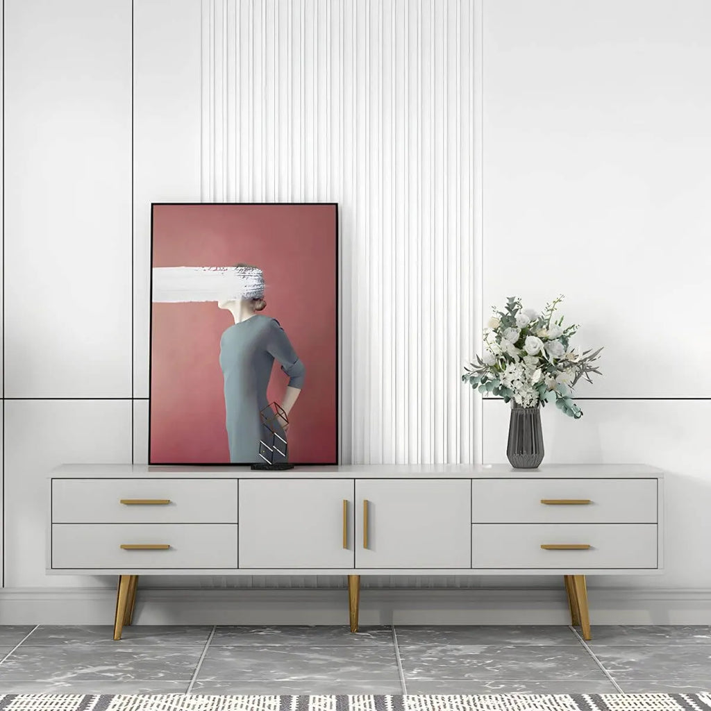 Scandinavian Matte TV Stand with Drawers in Multiple Finishes